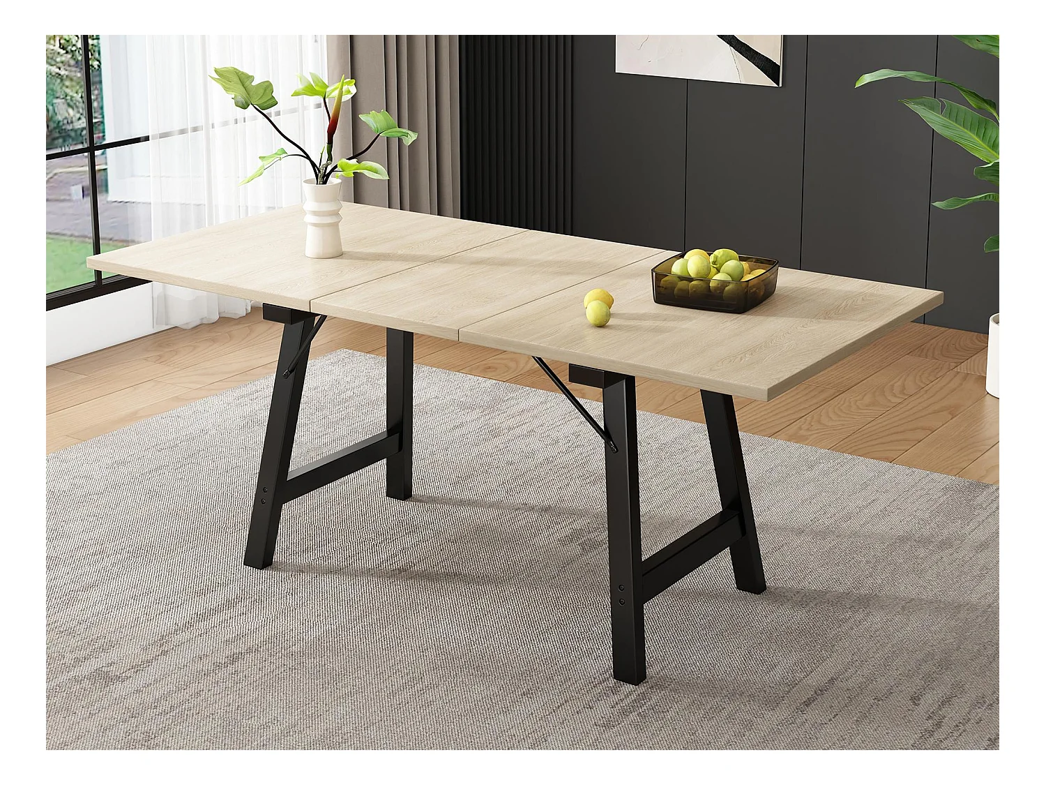 Rozkładany stół jadalny z MDF - 140/180 x 80 cm - odpowiedni dla 4 do 6 osób - Naturalny