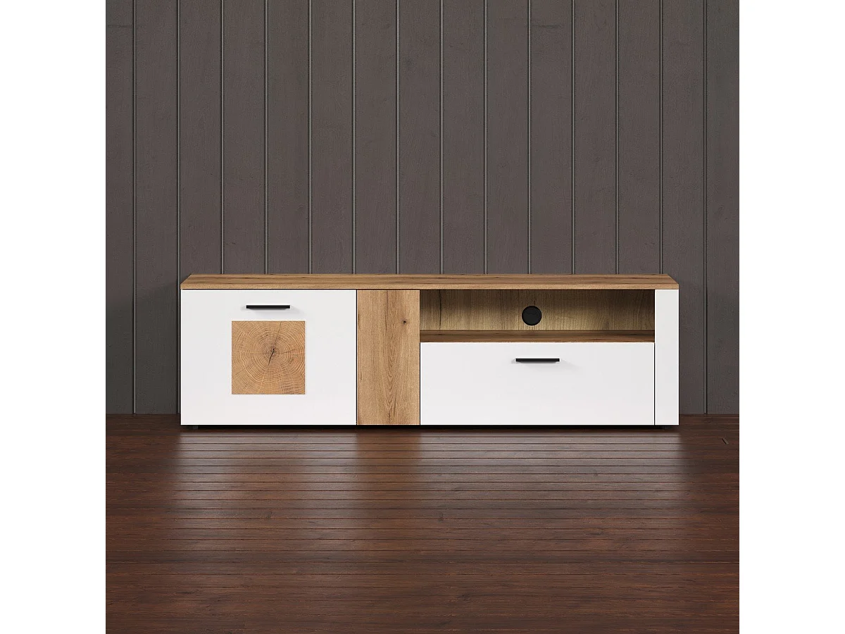 Tv-meubel met 2 deuren, 1 lade, 1 open vak en 1 kabelopening L170 cm - VITORIA