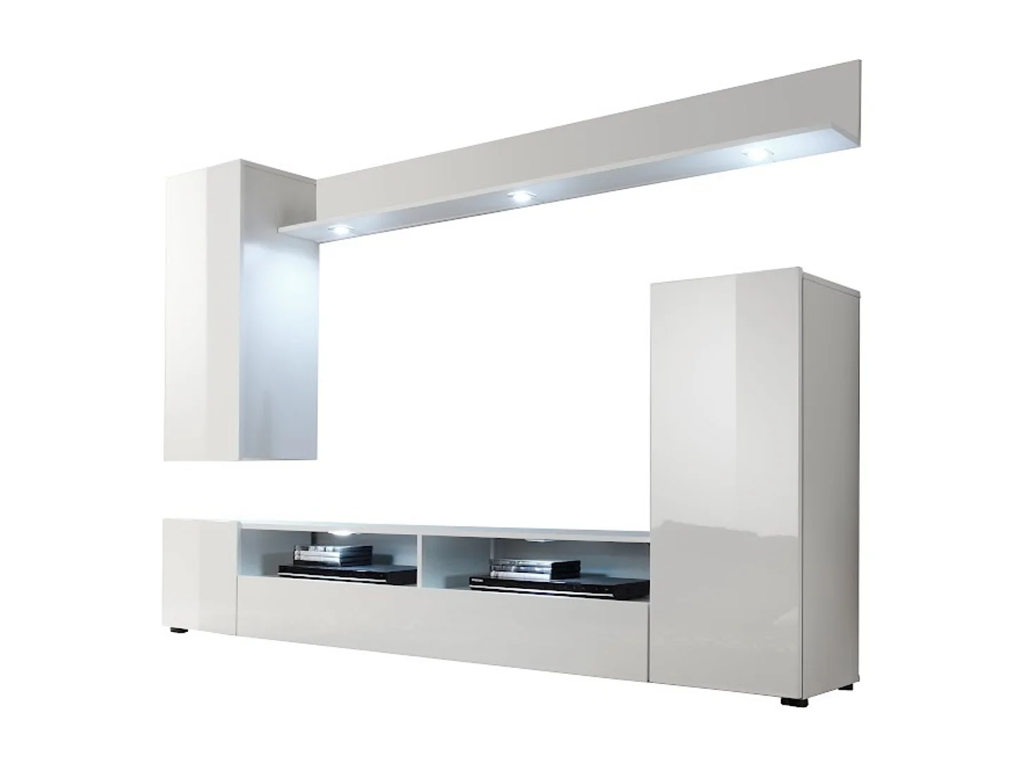 Ensemble TV complet façades blanc brillant - L201 cm
