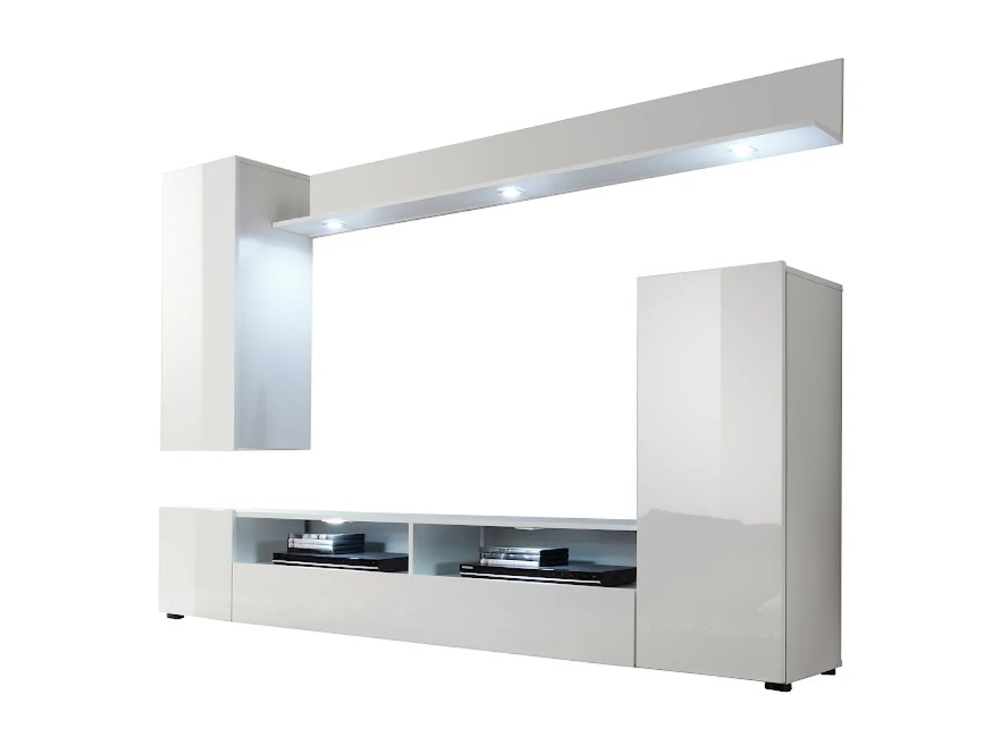 Ensemble TV complet façades blanc brillant - L201 cm