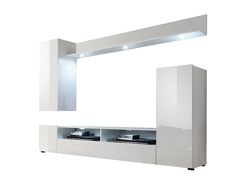 Ensemble TV complet façades blanc brillant - L201 cm