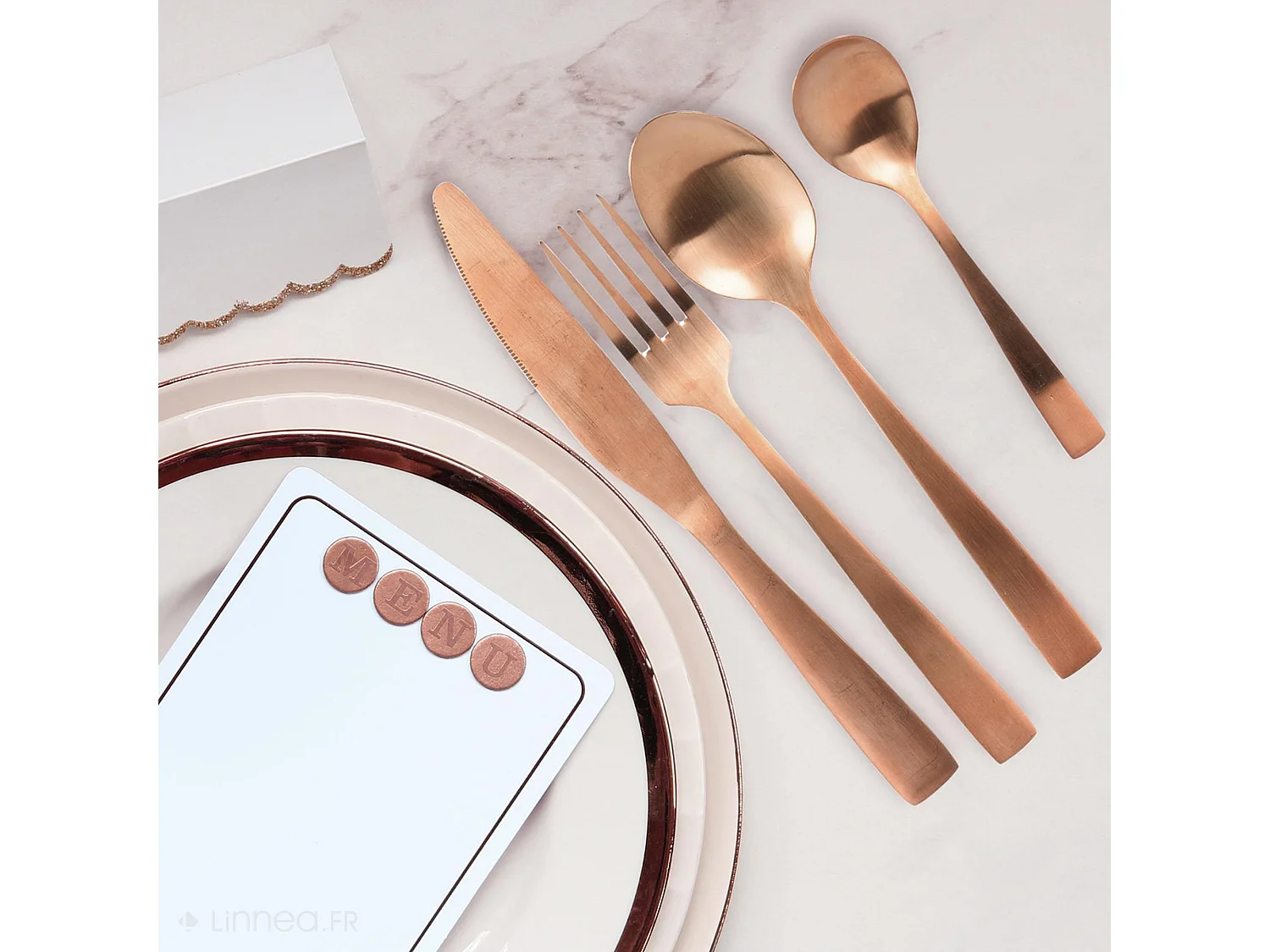 Ménagère en acier inoxydable 16 couverts NORA coloris cuivre