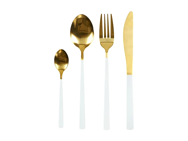 Ménagère en acier inoxydable 16 couverts ECLAT D'OR blanc et doré