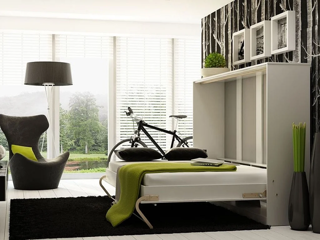 Cama c/armário horizontal AMBIHOME TANDOM - Branco Brilhante, 90x200cm