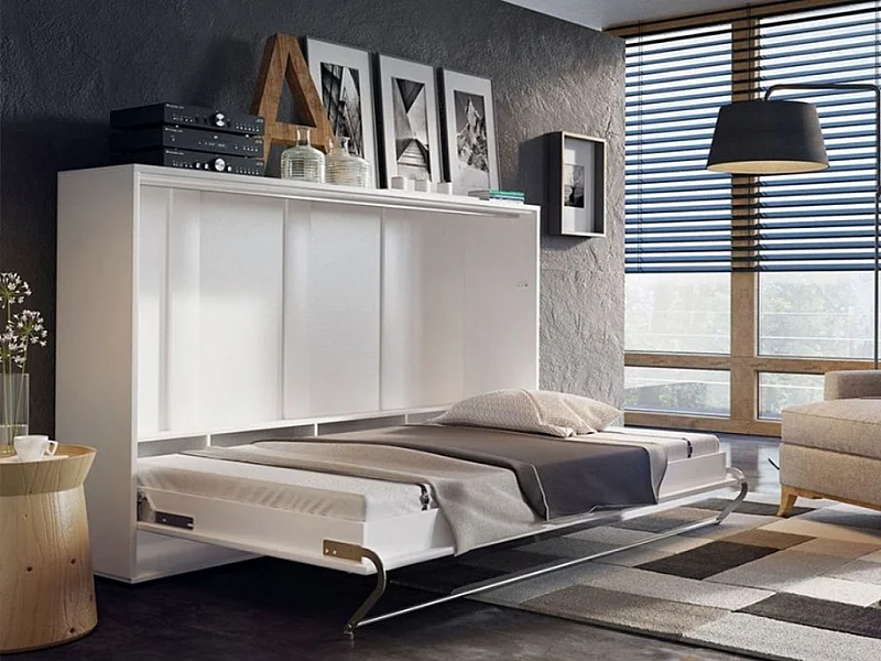 Lit escamotable Concept Pro Lenart Levfere 165, Unique, Blanc, 90x200, Stratifié, 127cm