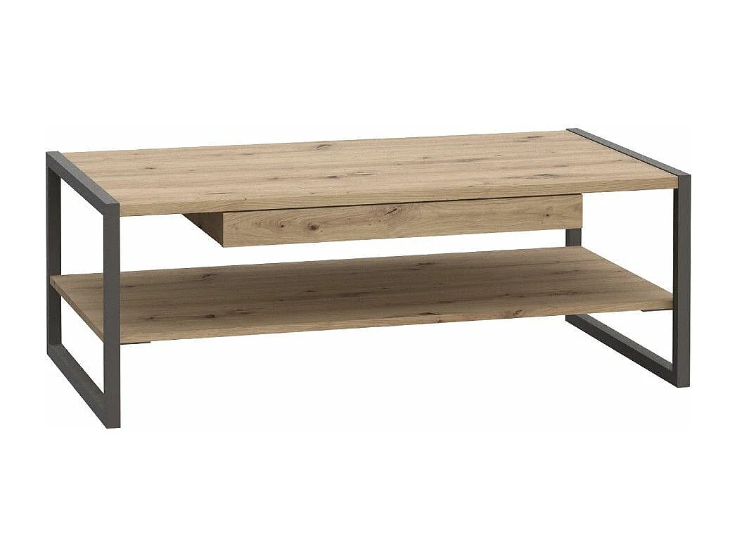 Mesa de centro de 40x110x60 cm con sobre de madera color beige con almacenamiento Frank