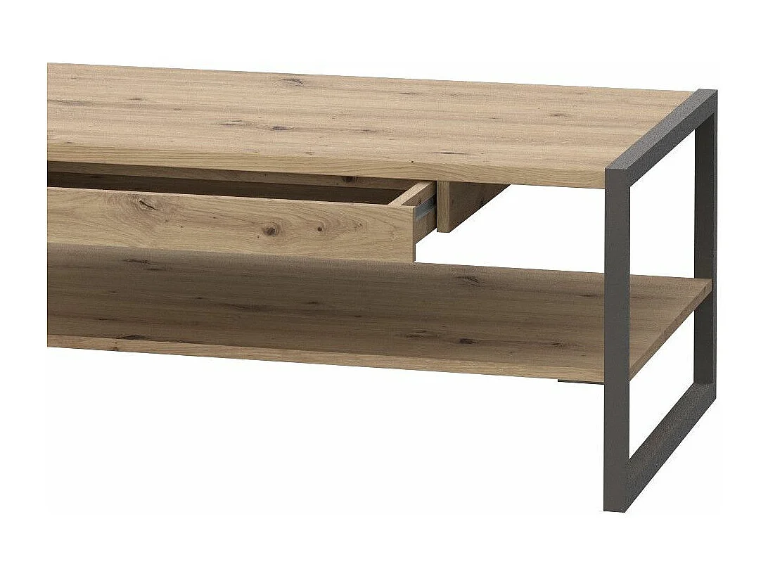 Mesa de centro de 40x110x60 cm con sobre de madera color beige con almacenamiento Frank