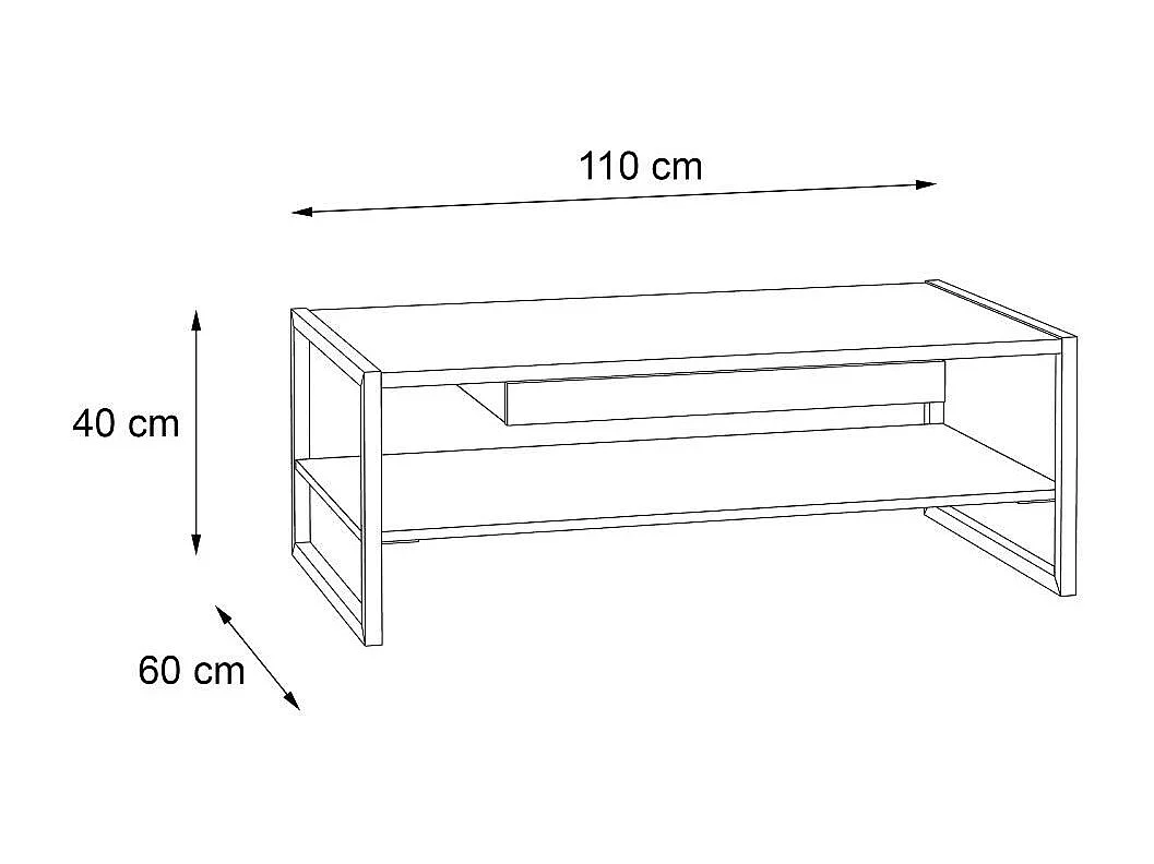 Mesa de centro de 40x110x60 cm con sobre de madera color beige con almacenamiento Frank