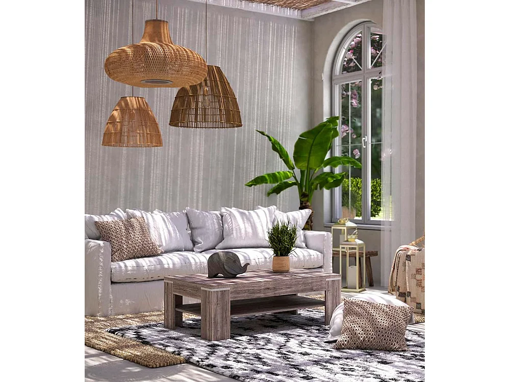 Mesa de centro auxiliar para salón de 43x120x75 cm con almacenaje en color beige Kevin