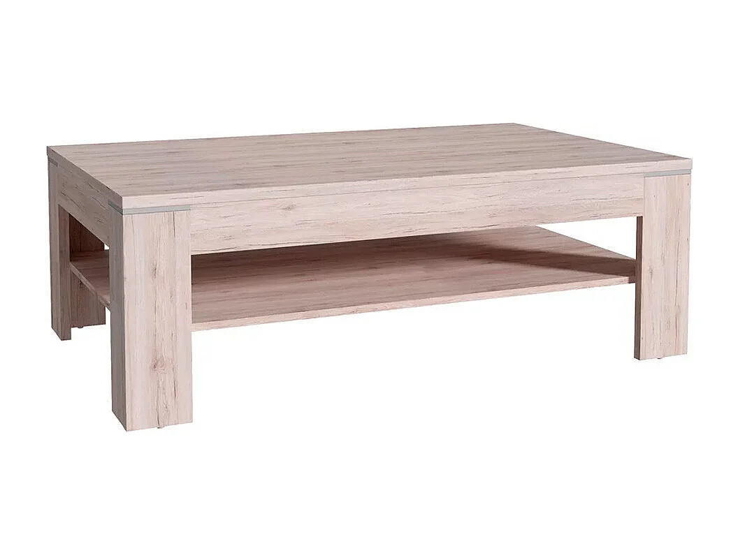 Mesa de centro auxiliar para salón de 43x120x75 cm con almacenaje en color beige Kevin