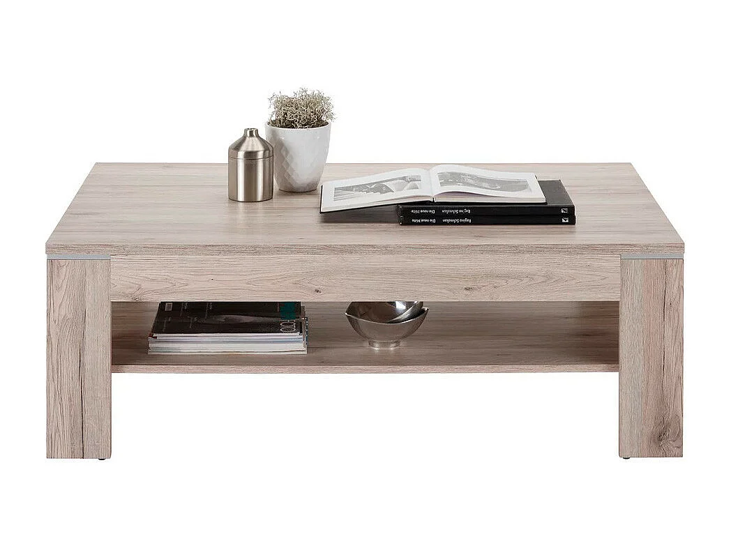 Mesa de centro auxiliar para salón de 43x120x75 cm con almacenaje en color beige Kevin