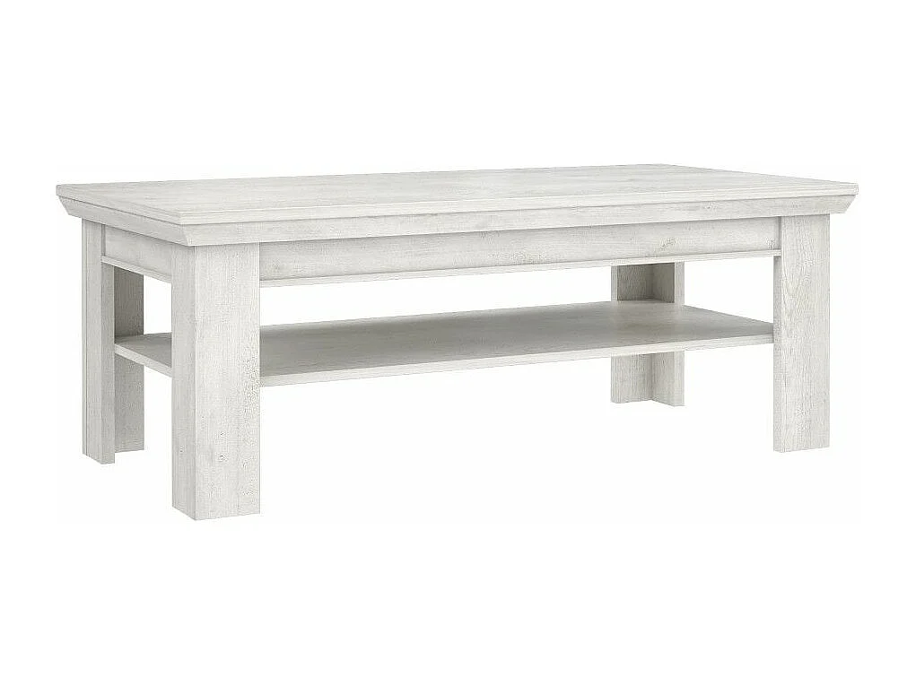 Mesa de centro de 45x120x60 cm en madera de color blanco de diseño rústico moderno Karen