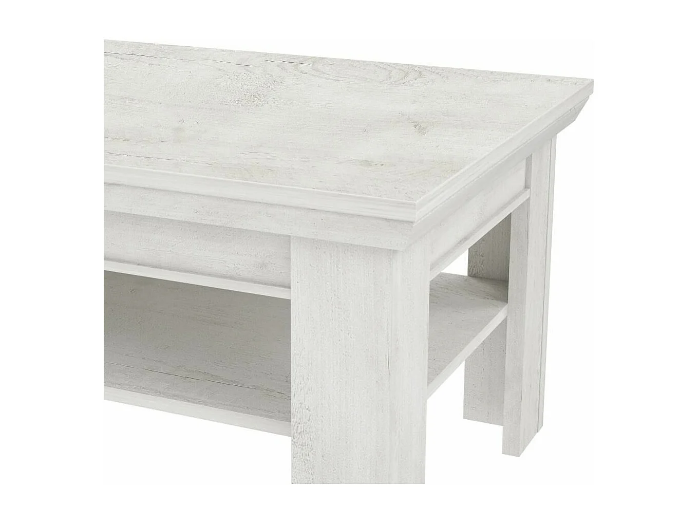 Mesa de centro de 45x120x60 cm en madera de color blanco de diseño rústico moderno Karen