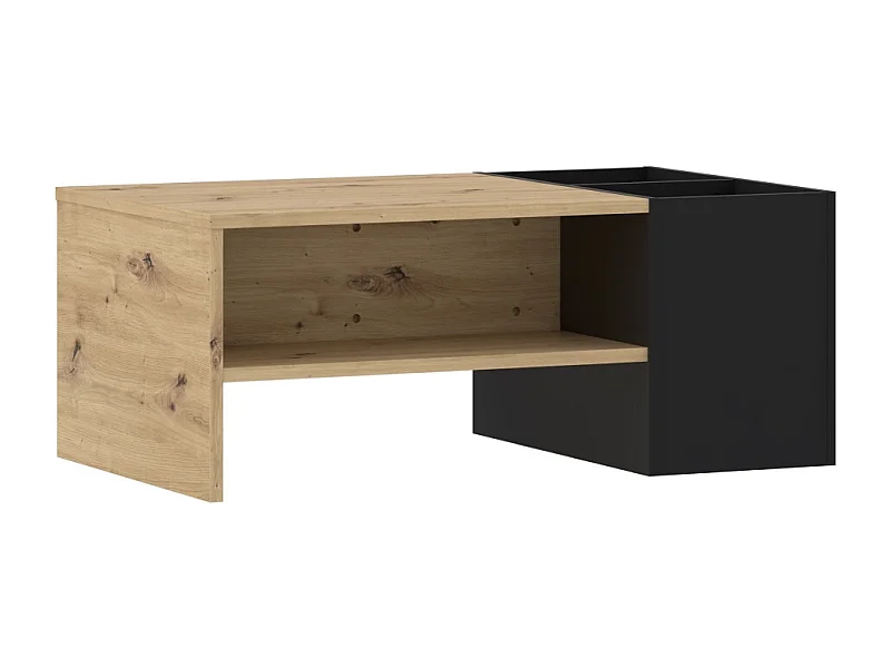 Mesa de centro auxiliar de salón de 44x110x65 cm de estilo industrial con almacenaje Aoki