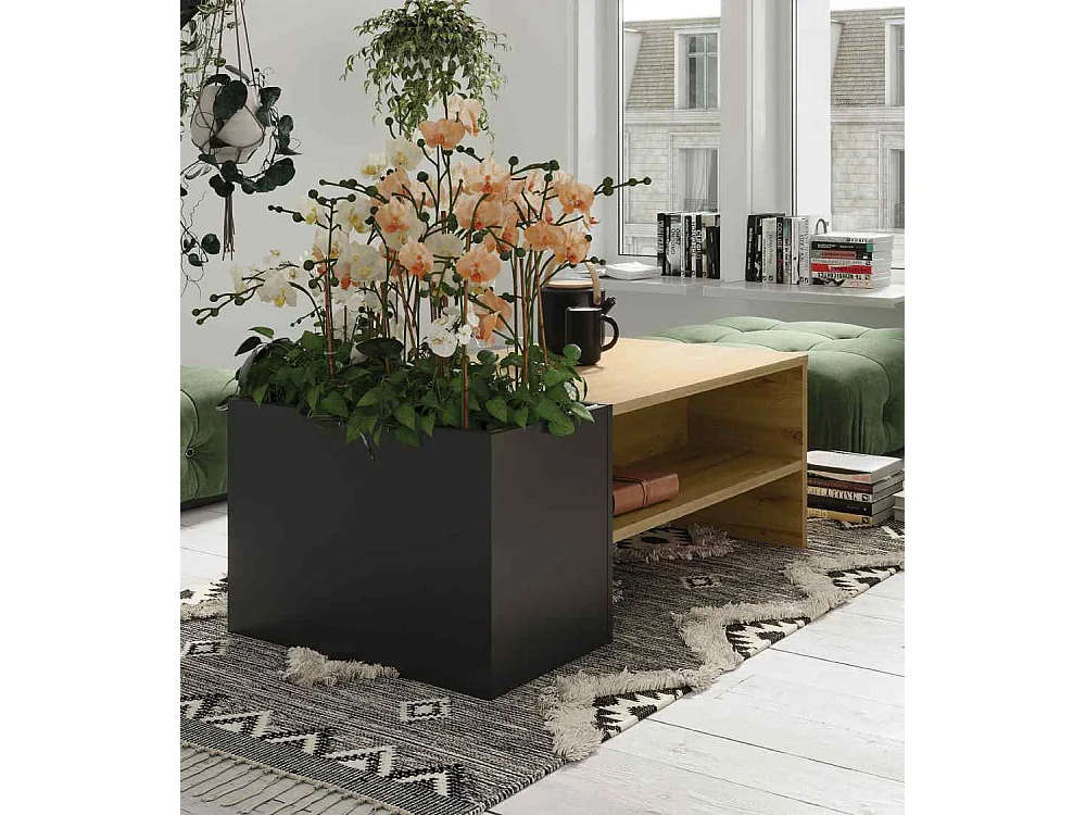 Mesa de centro auxiliar de salón de 44x110x65 cm de estilo industrial con almacenaje Aoki