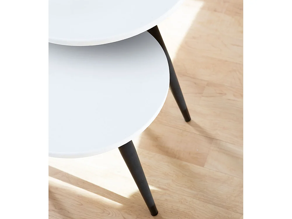 Set de 2 mesitas auxiliares redondas de 52-42x50-40x50-40 cm en color blanco Dandi