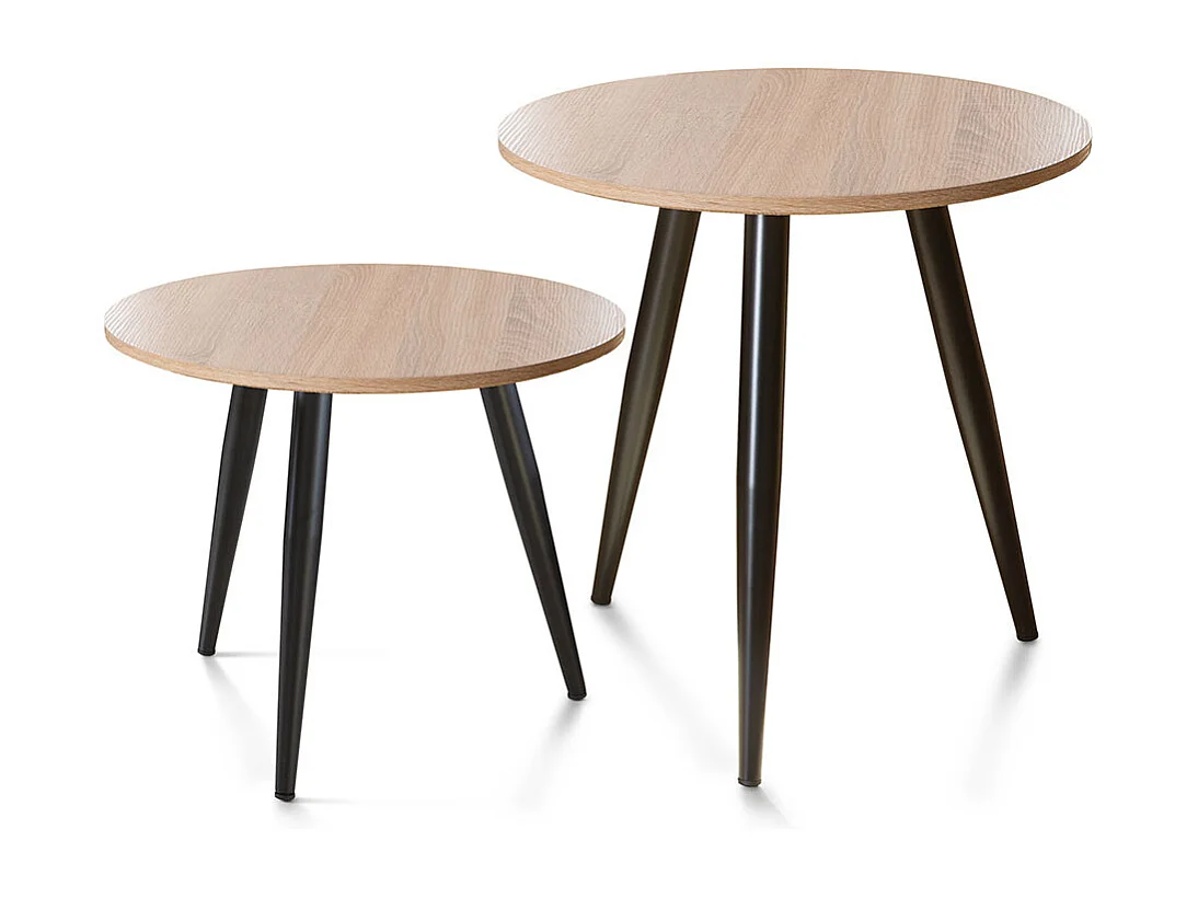 Set de 2 mesitas auxiliares redondas de 52-42x50-40x50-40 cm en color beige Dandi