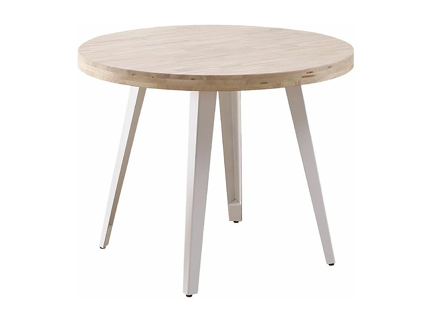 Mesa de comedor o cocina redonda de 76x100x100 cm en color beige y patas blancas Skadi