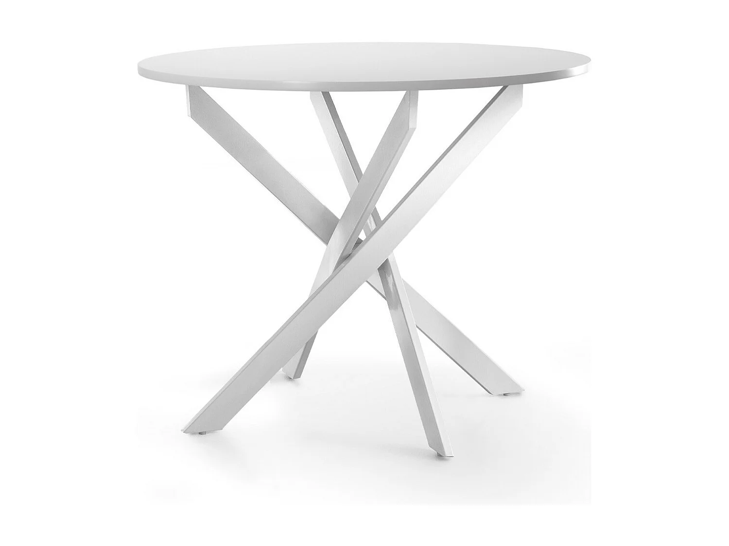 Mesa redonda de comedor o cocina de 75x90x90 cm con sobre en blanco y patas blancas Blake