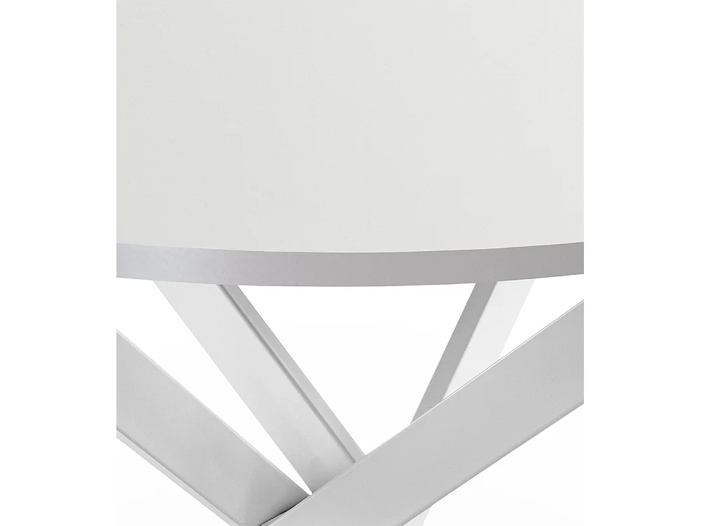 Mesa redonda de comedor o cocina de 75x90x90 cm con sobre en blanco y patas blancas Blake