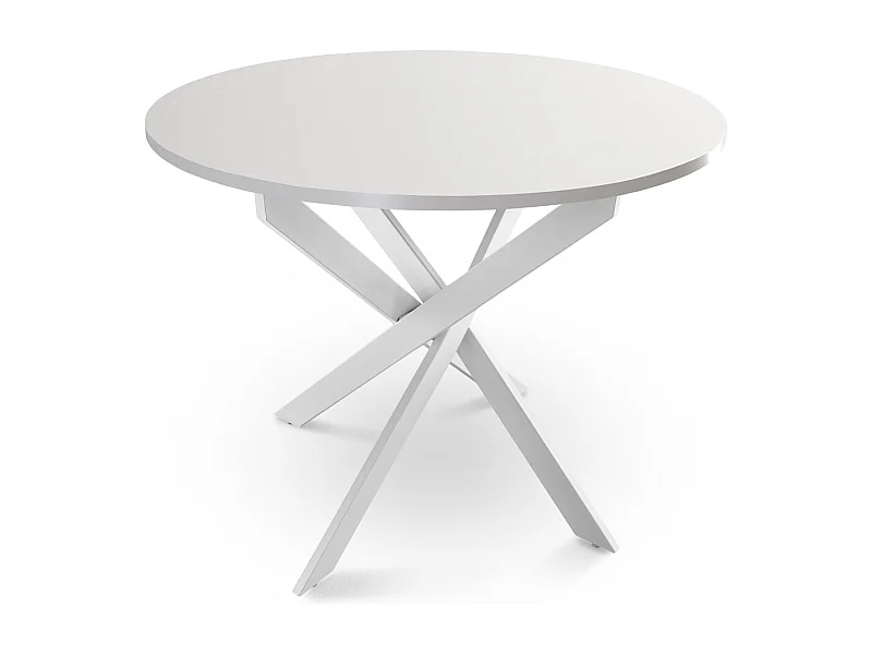 Mesa redonda de comedor o cocina de 75x90x90 cm con sobre en blanco y patas blancas Blake