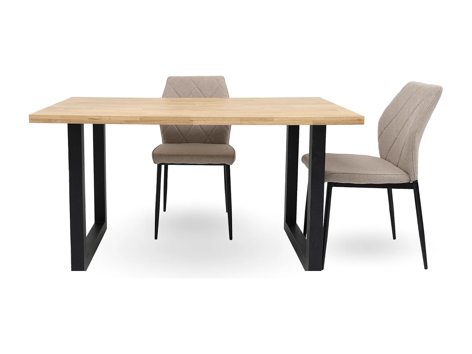 Mesa de comedor de 75x140x80 cm con sobre de madera maciza con patas negras Barcelona