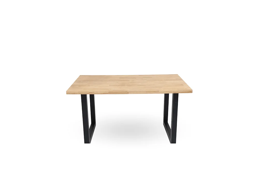 Mesa de comedor de 75x140x80 cm con sobre de madera maciza con patas negras Barcelona