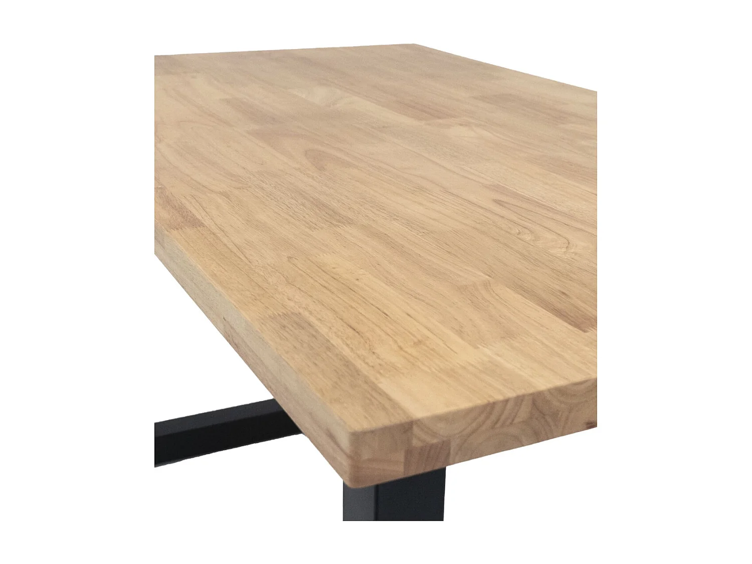 Mesa de comedor de 75x140x80 cm con sobre de madera maciza con patas negras Barcelona