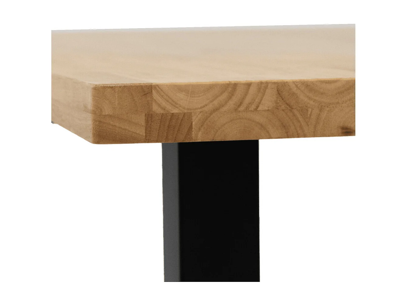 Mesa de comedor de 75x140x80 cm con sobre de madera maciza con patas negras Barcelona