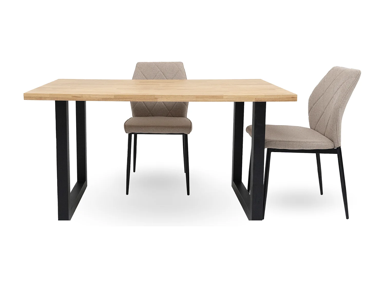 Mesa de comedor de 75x140x80 cm con sobre de madera maciza con patas negras Barcelona