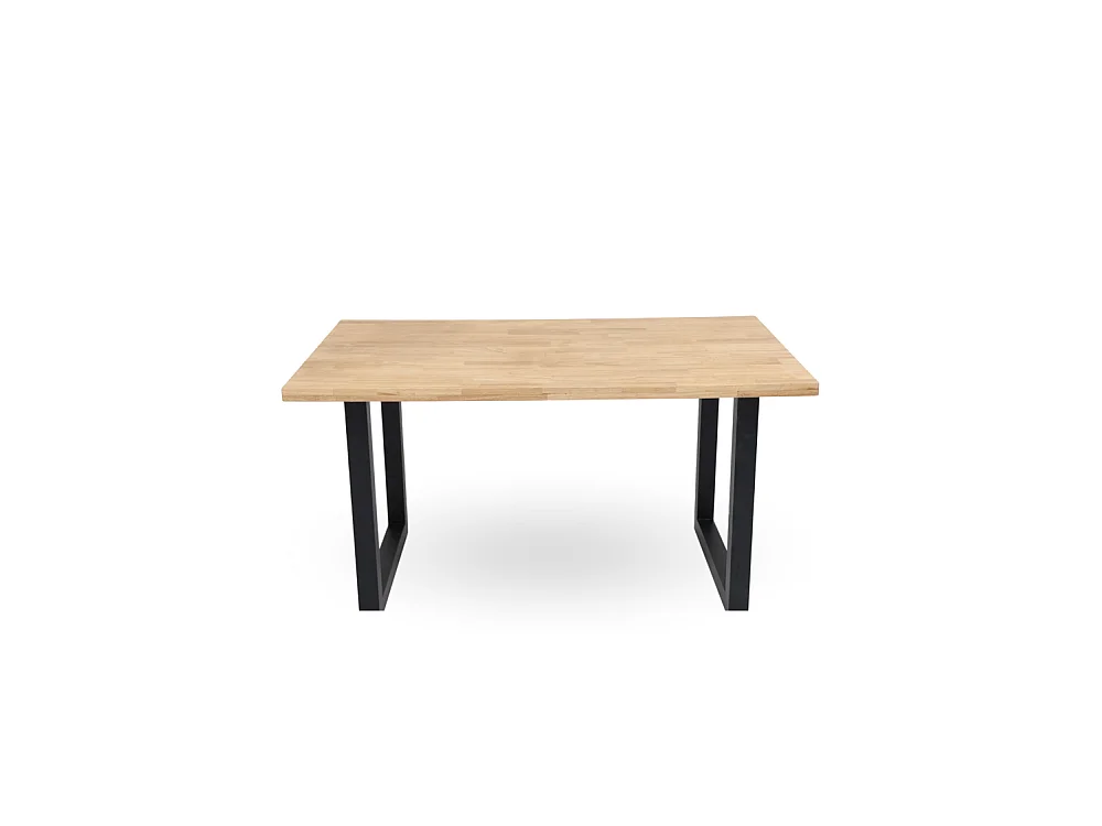 Mesa de comedor de 75x140x80 cm con sobre de madera maciza con patas negras Barcelona