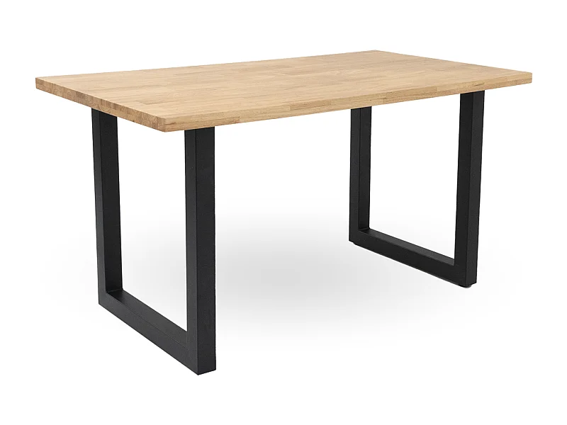 Mesa de comedor de 75x140x80 cm con sobre de madera maciza con patas negras Barcelona