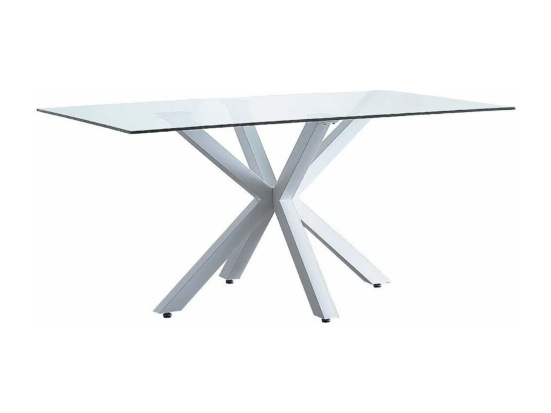 Mesa de comedor de cristal templado de 75x160x90 cm con patas en doble X en blanco Xian