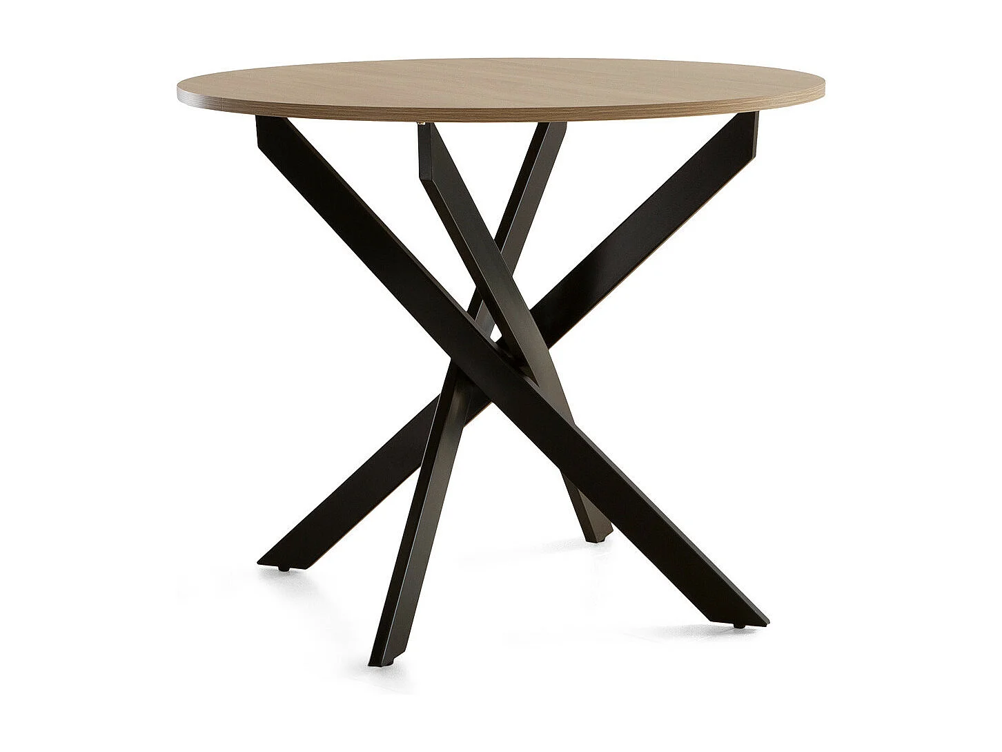 Mesa redonda de comedor o cocina de 75x90x90 cm con sobre en roble y patas negras Blake