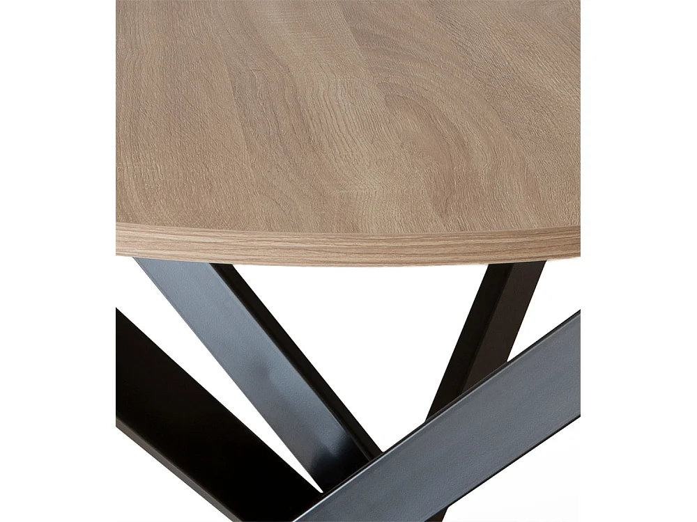 Mesa redonda de comedor o cocina de 75x90x90 cm con sobre en roble y patas negras Blake