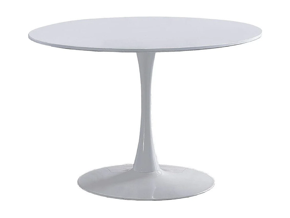 Mesa redonda de 75x110x110 cm para comedor o cocina en DM y metal en color blanco Chiara