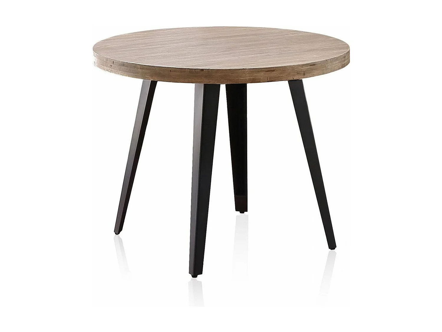 Mesa de comedor o cocina redonda de 76x100x100 cm en color marrón y patas negras Skadi