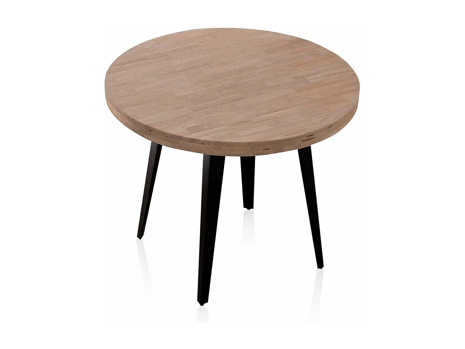 Mesa de comedor o cocina redonda de 76x100x100 cm en color marrón y patas negras Skadi