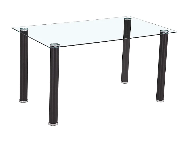 Mesa de cristal templado para cocina y comedor de 75x120x80 cm con patas negras Leiden