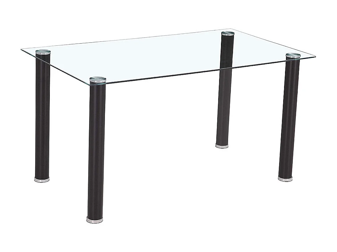 Mesa de cristal templado para cocina y comedor de 75x120x80 cm con patas negras Leiden