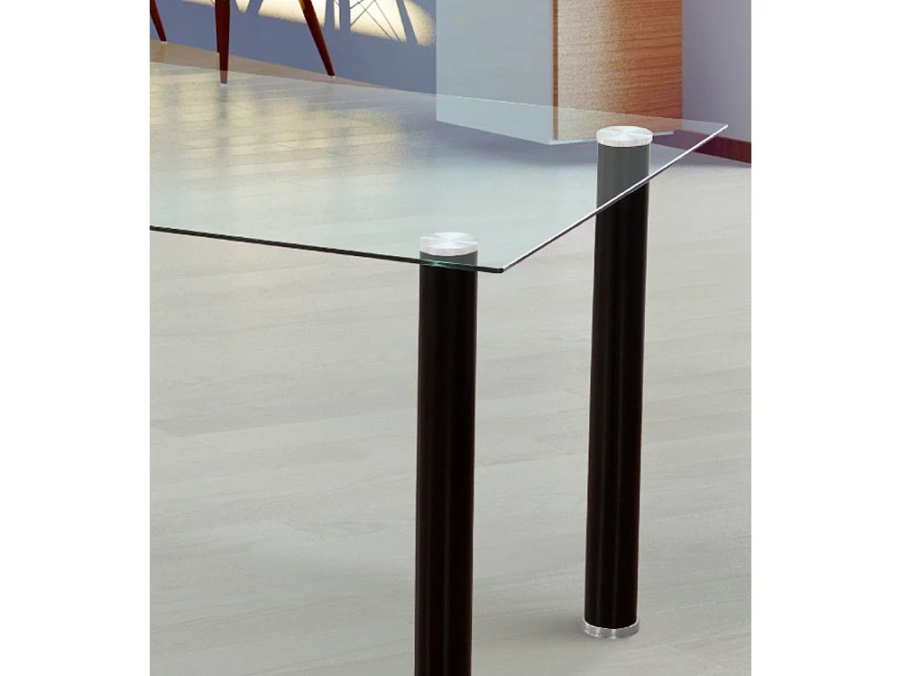 Mesa de cristal templado para cocina y comedor de 75x120x80 cm con patas negras Leiden