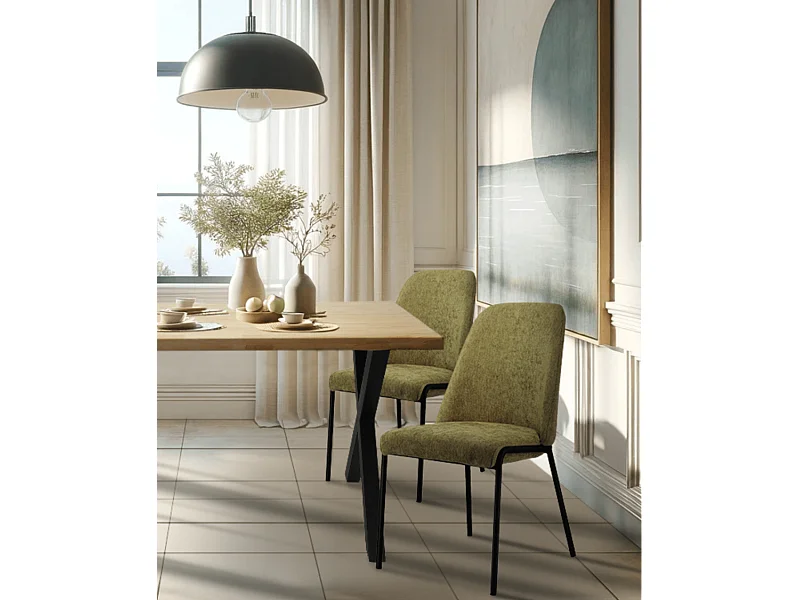 Mesa de comedor de 76x100x180 cm con sobre de madera natural maciza Ciudadela