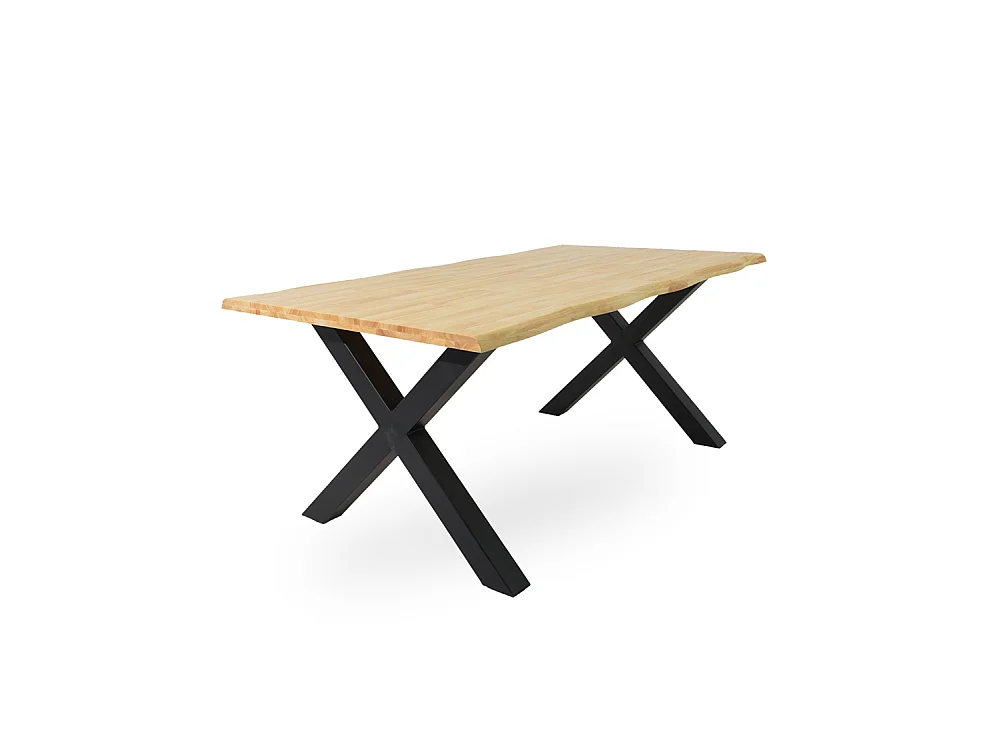 Mesa de comedor de 76x100x180 cm con sobre de madera natural maciza Ciudadela