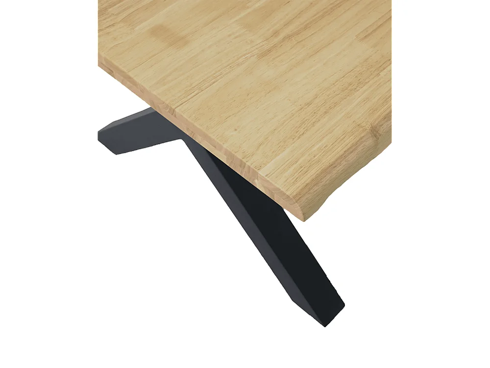 Mesa de comedor de 76x100x180 cm con sobre de madera natural maciza Ciudadela