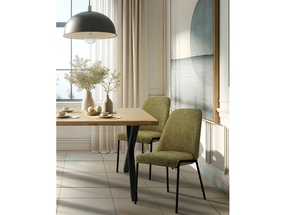 Mesa de comedor de 76x100x180 cm con sobre de madera natural maciza Ciudadela