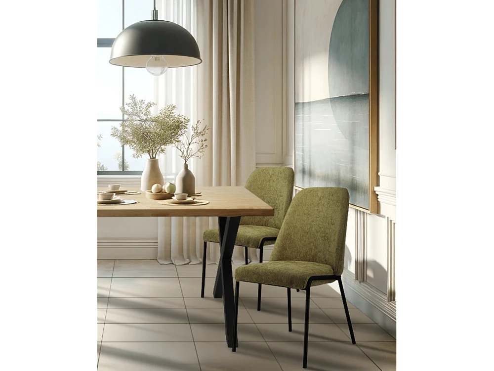 Mesa de comedor de 76x100x180 cm con sobre de madera natural maciza Ciudadela