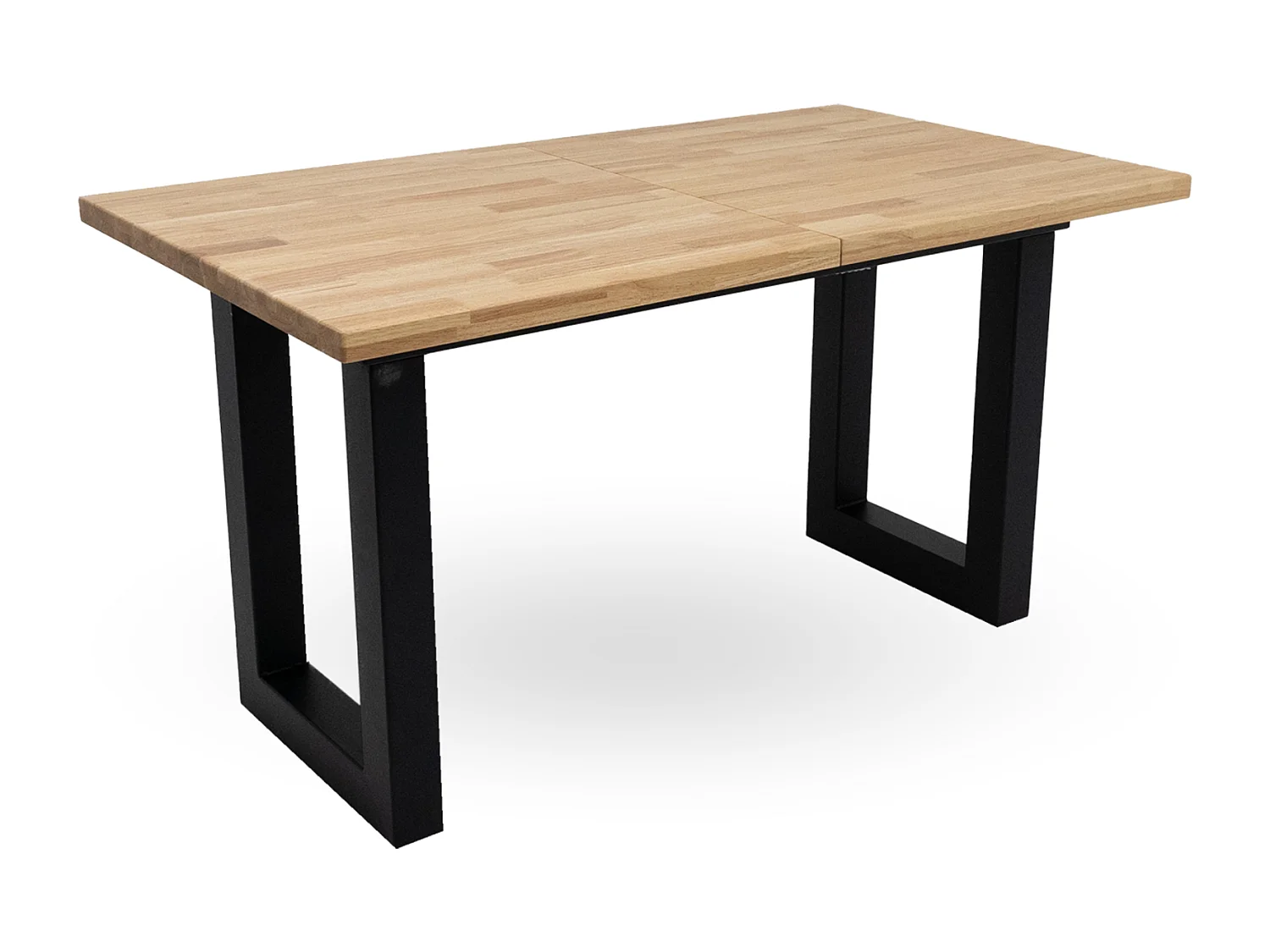 Mesa extensible de 77x140-180x80 cm de madera maciza de roble y patas metálicas Versus