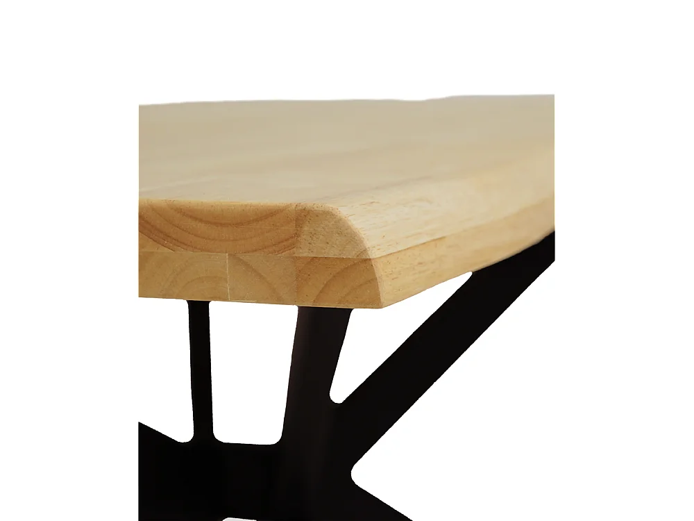 Mesa de comedor de 75x89x159 cm con tablero de madera mazica y patas negras Fraga