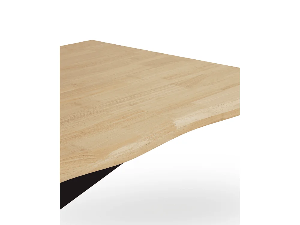 Mesa de comedor de 75x89x159 cm con tablero de madera mazica y patas negras Fraga
