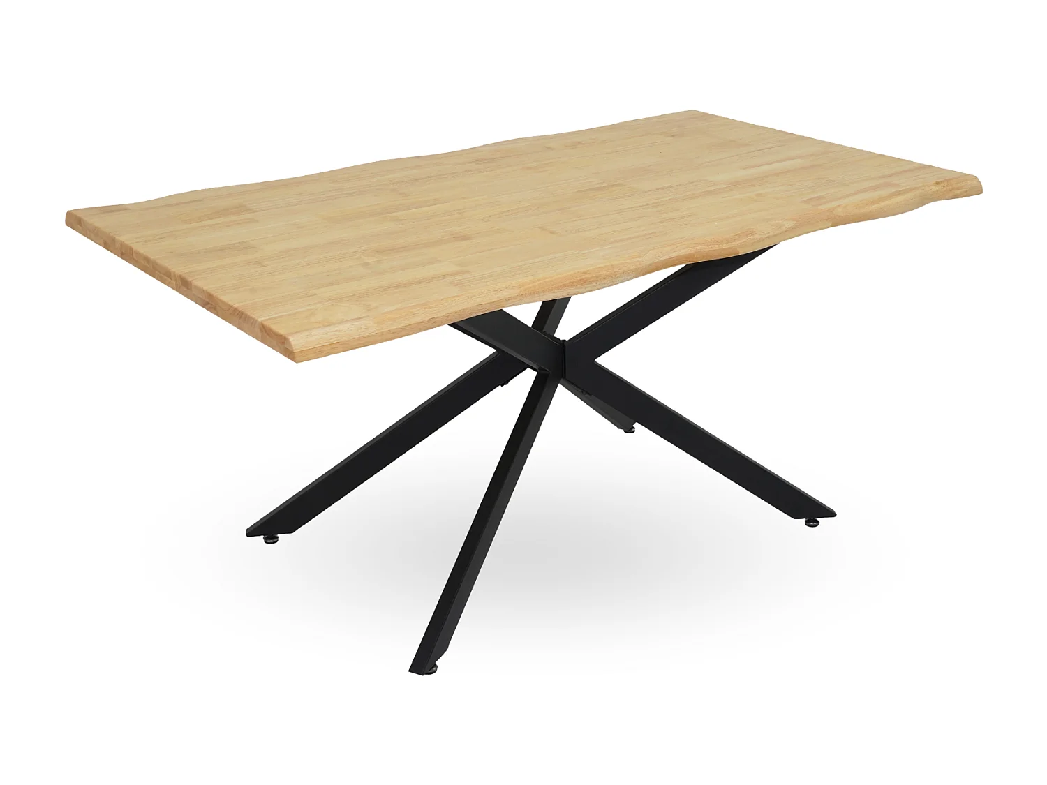 Mesa de comedor de 75x89x159 cm con tablero de madera mazica y patas negras Fraga